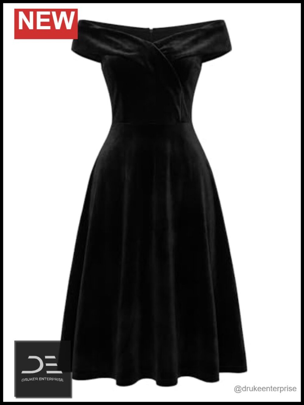 Velvet Off Shoulder A-Line Cocktail Dress